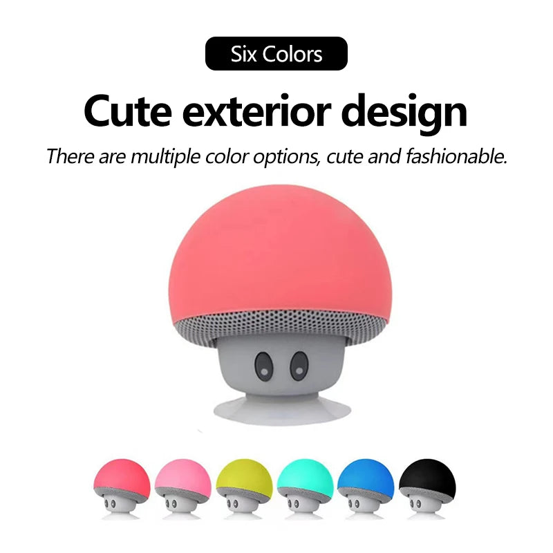 Mini Mushroom Bluetooth Speaker - Creative Mini Suction Cup Portable Smart Speaker for Phones - Cross-Border Cartoon Gift