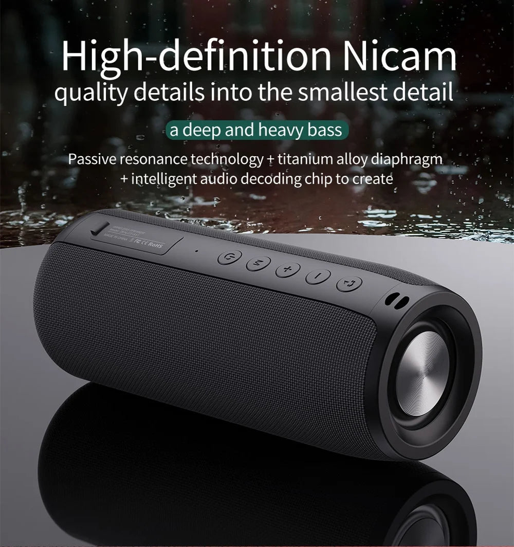 Portable Bluetooth Speaker, Waterproof Wireless Outdoor Speaker with Loud Stereo Deep Bass Sound, TWS Pairing, 30H Playtime for Home Party
