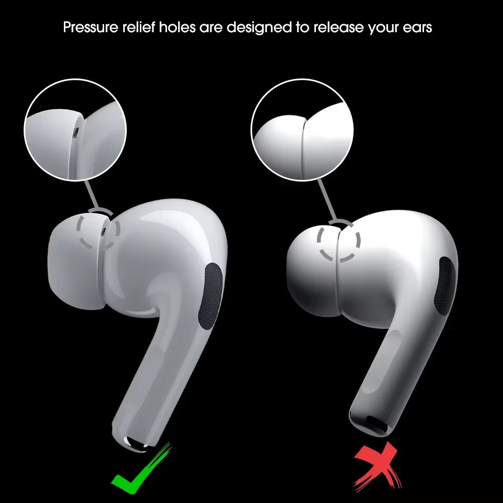 Soft Silicone Ear Tips for Airpods Pro 1/2 Protective Earbuds Cover with Noise Reduction Hole Ear-Pads for Apple Air Pods Pro