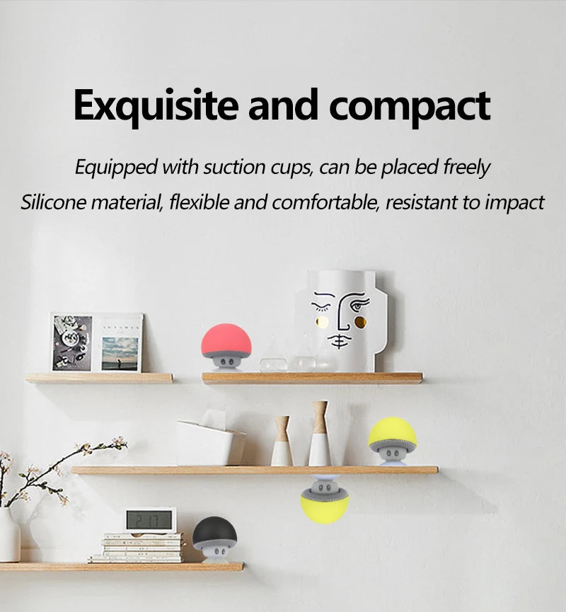 Mini Mushroom Bluetooth Speaker - Creative Mini Suction Cup Portable Smart Speaker for Phones - Cross-Border Cartoon Gift