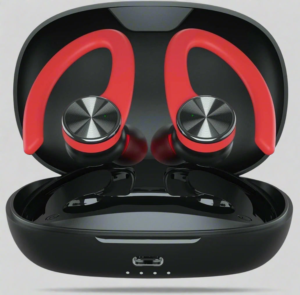 Wireless Earbuds, Wireless Bluetooth Headphones, Bluetooth 5.2 Sport Headphones (Red)