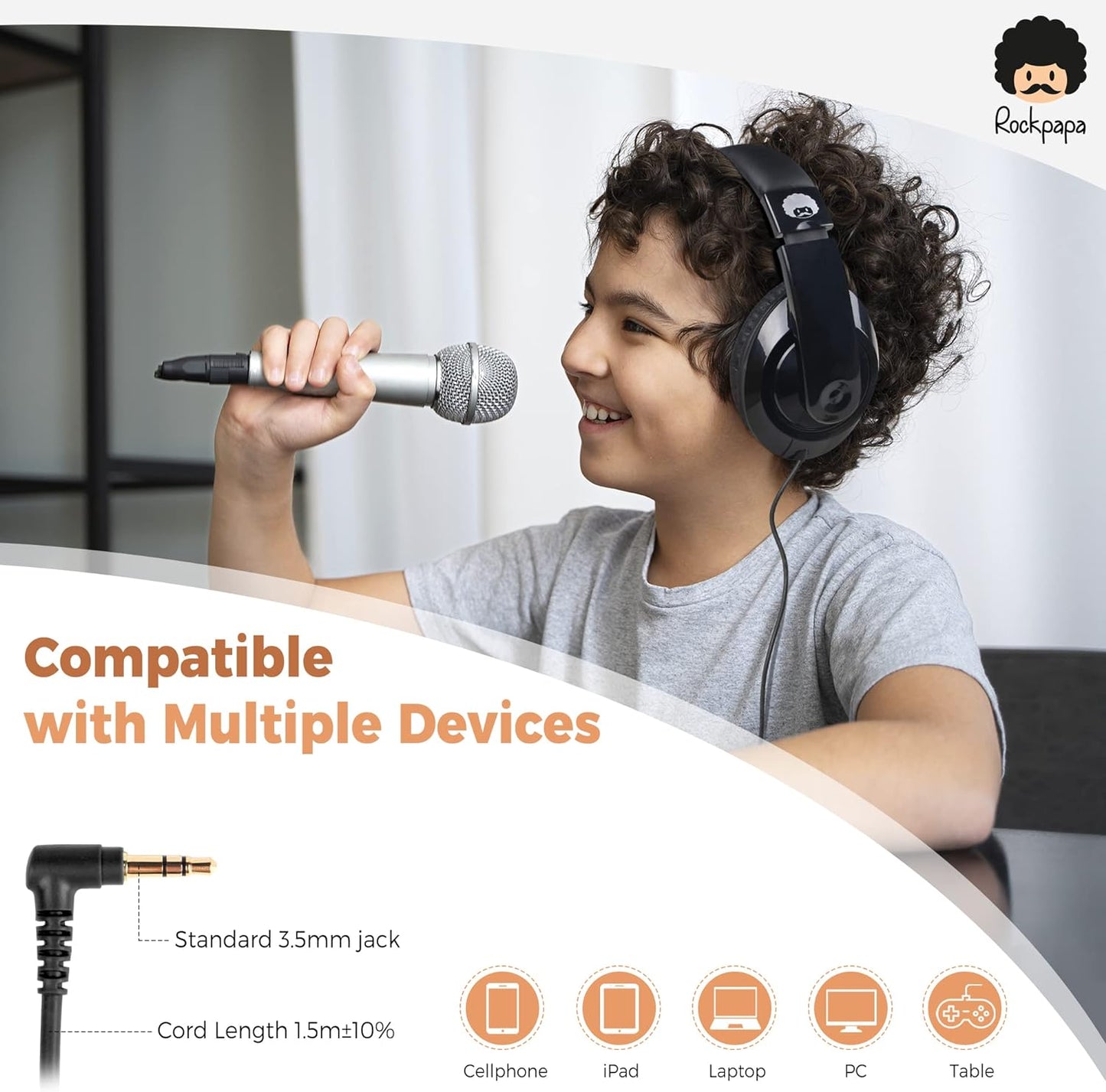 Comfort Kids Headphones for School, Lightweight Childrens Boys Girls Teens Over-Ear Headphones Wired 3.5Mm for CD DVD Player Tablet Phone Travel Black